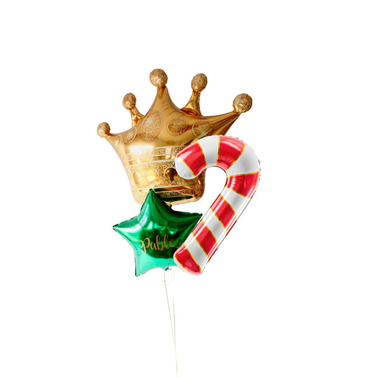 Globo Corona, bastón de caramelo y estrella personalizada