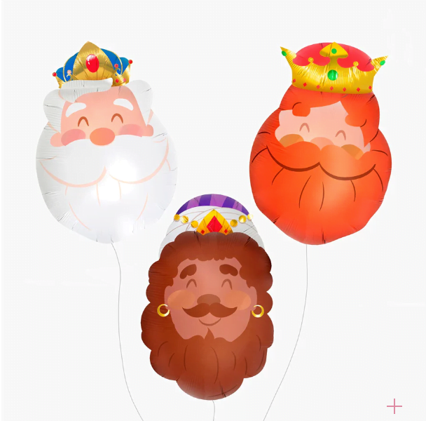 Bouquet Cabezas Reyes Magos con Tres estrellas personalizadas y Globos de látex - Imagen 2